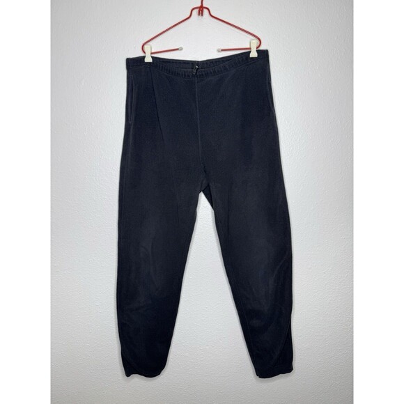 Vintage REI Pants Mens XLT Black Polartec Fleece Outdoor Pockets Polyester Cozy